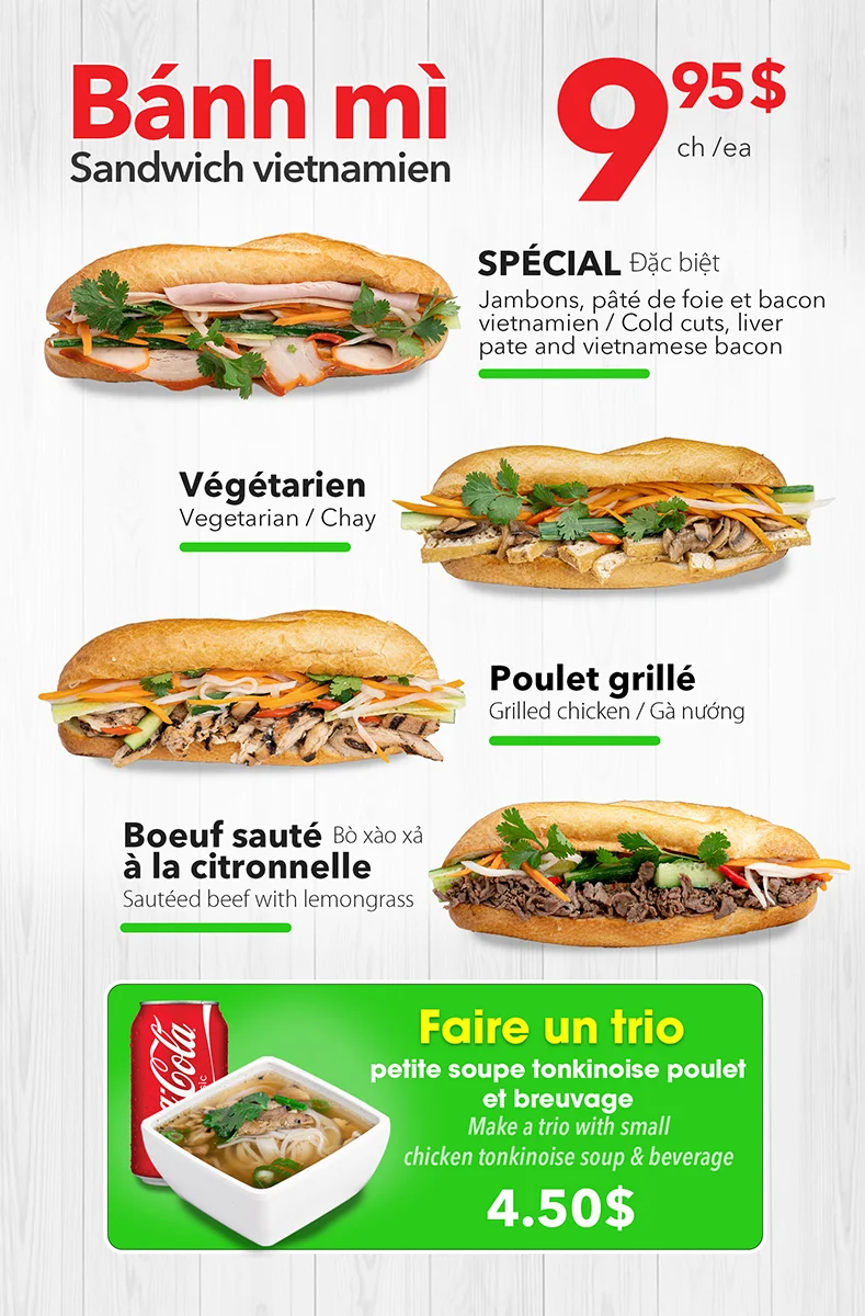Menu, Miss Pho Laval