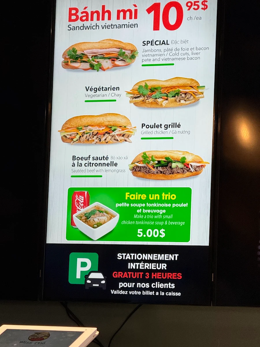 Menu, Miss Pho Laval