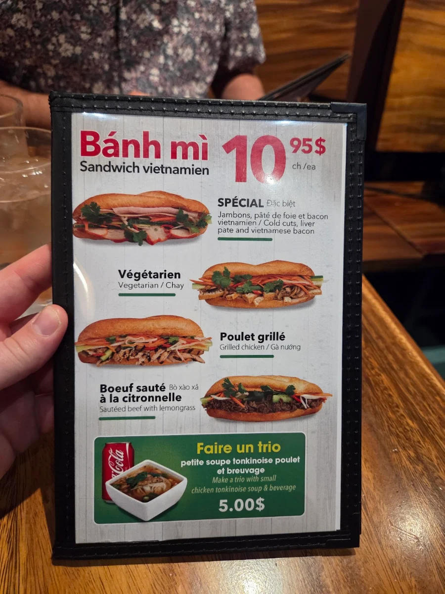 Menu, Miss Pho Laval