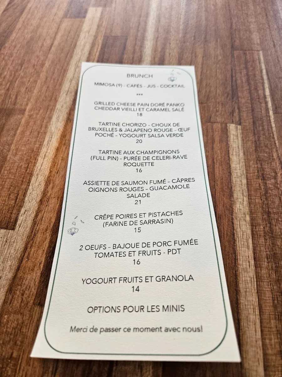 Menu, La Jeune Espiègle