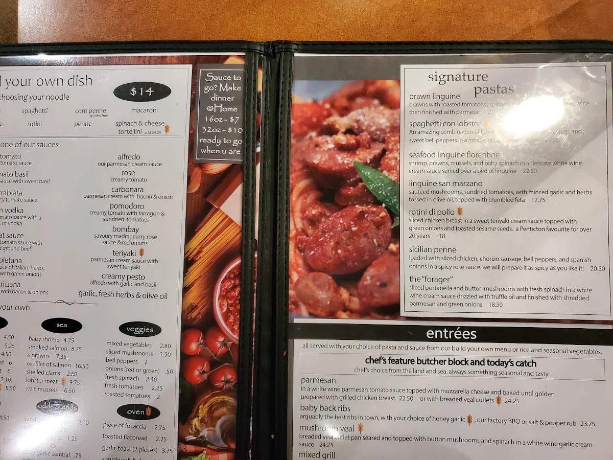 Menu, Pasta Factory
