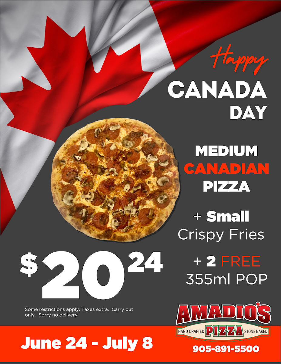 Menu, Amadio's Pizza