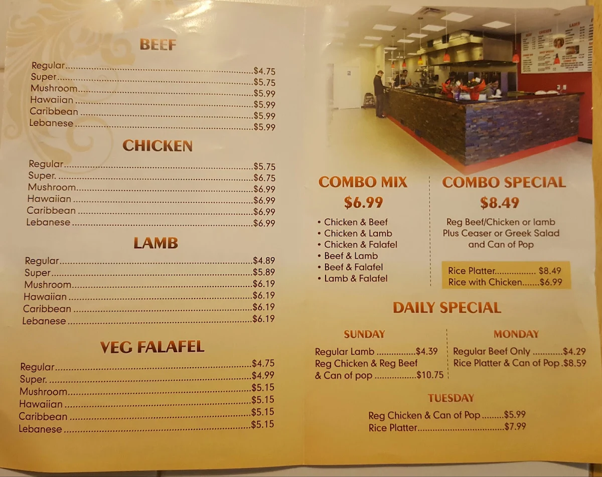 Menu, Donair Affair