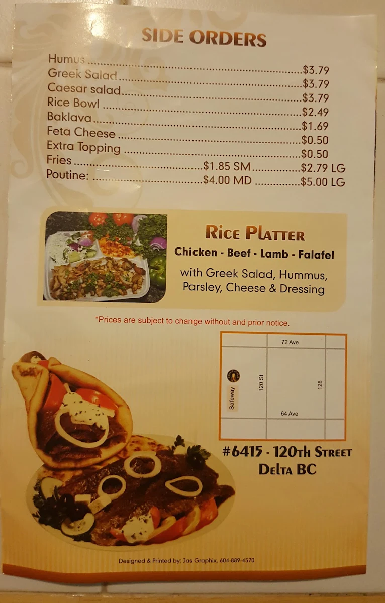 Menu, Donair Affair