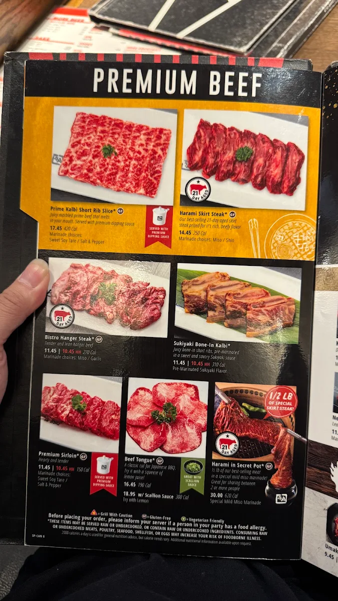 Menu, Gyu-Kaku Japanese BBQ