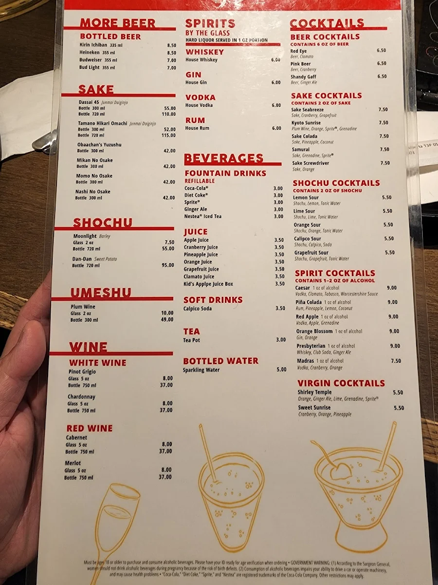 Menu, Gyu-Kaku Japanese BBQ