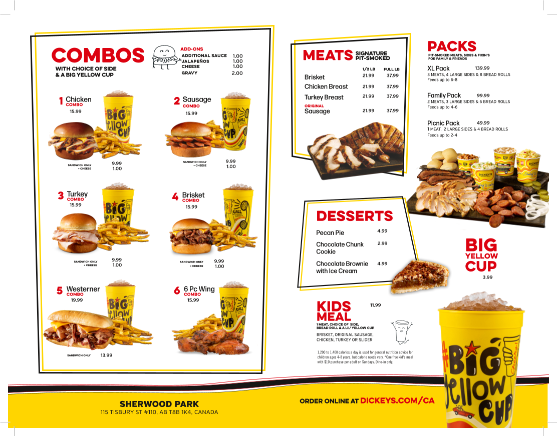 Menu, Dickey's Barbecue Pit