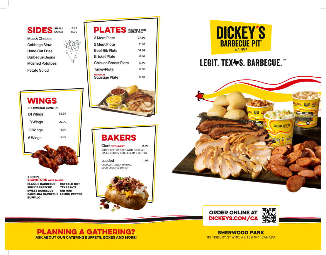 Menu, Dickey's Barbecue Pit