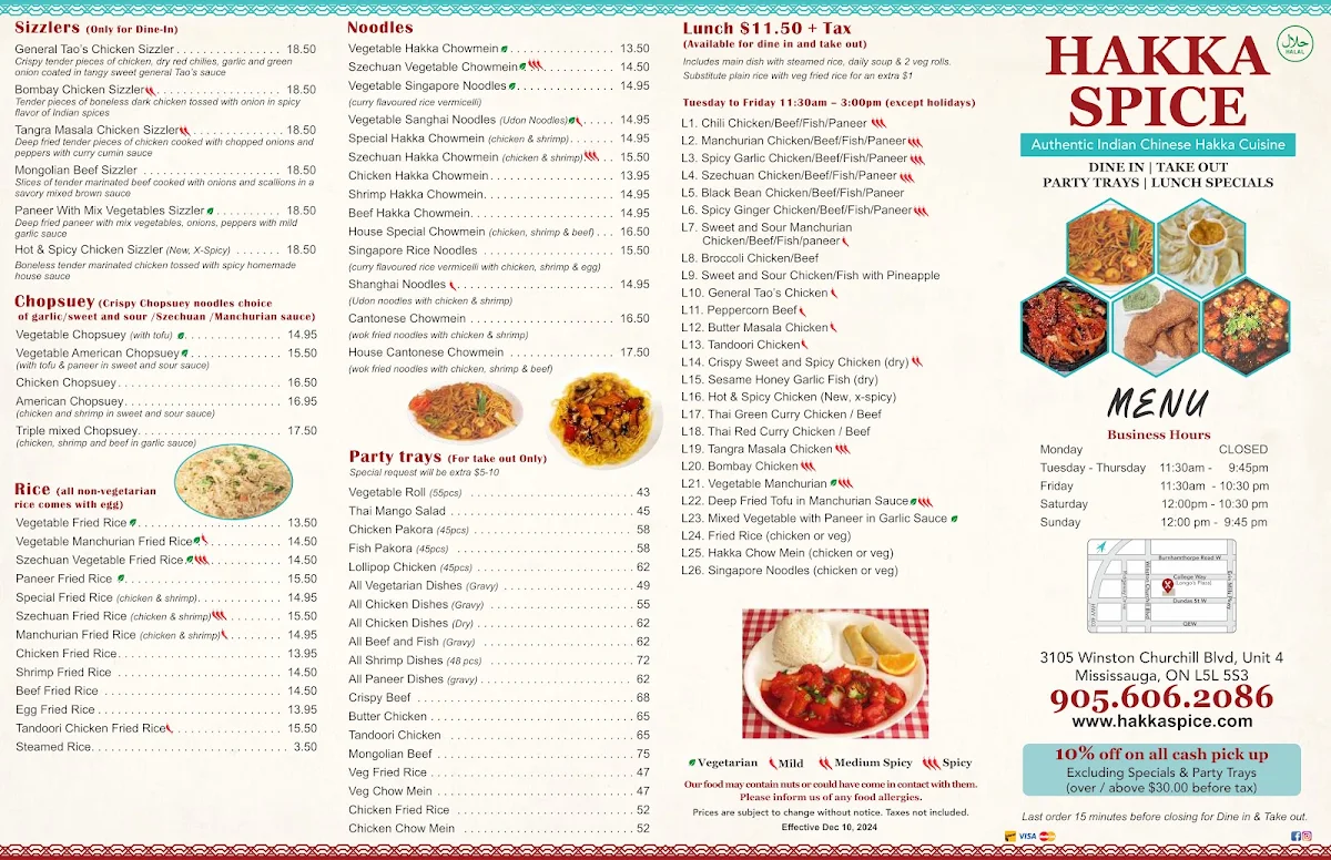 Menu, Hakka Spice