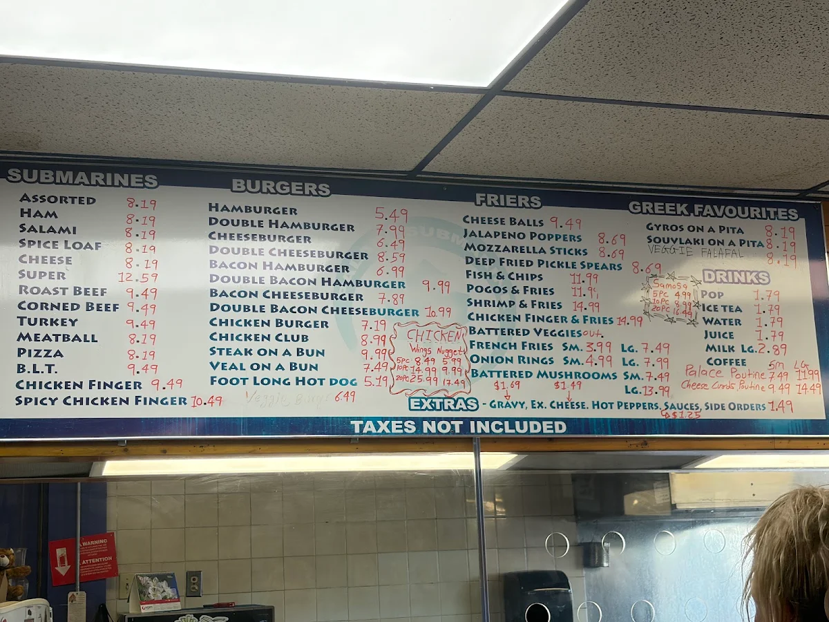 Menu, Palace Submarine
