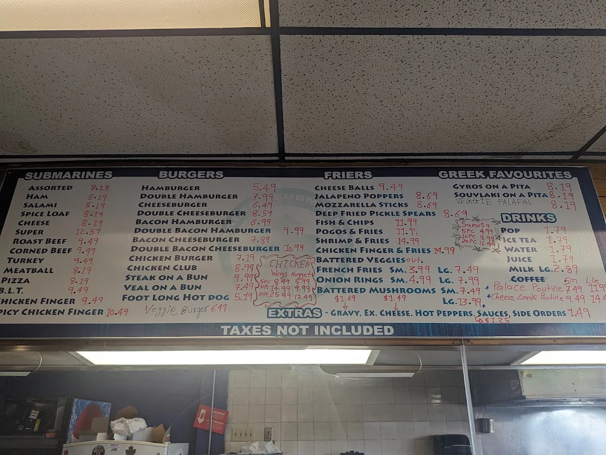 Menu, Palace Submarine