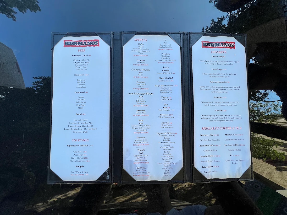 Menu, Hermanos Restaurant & Wine Bar