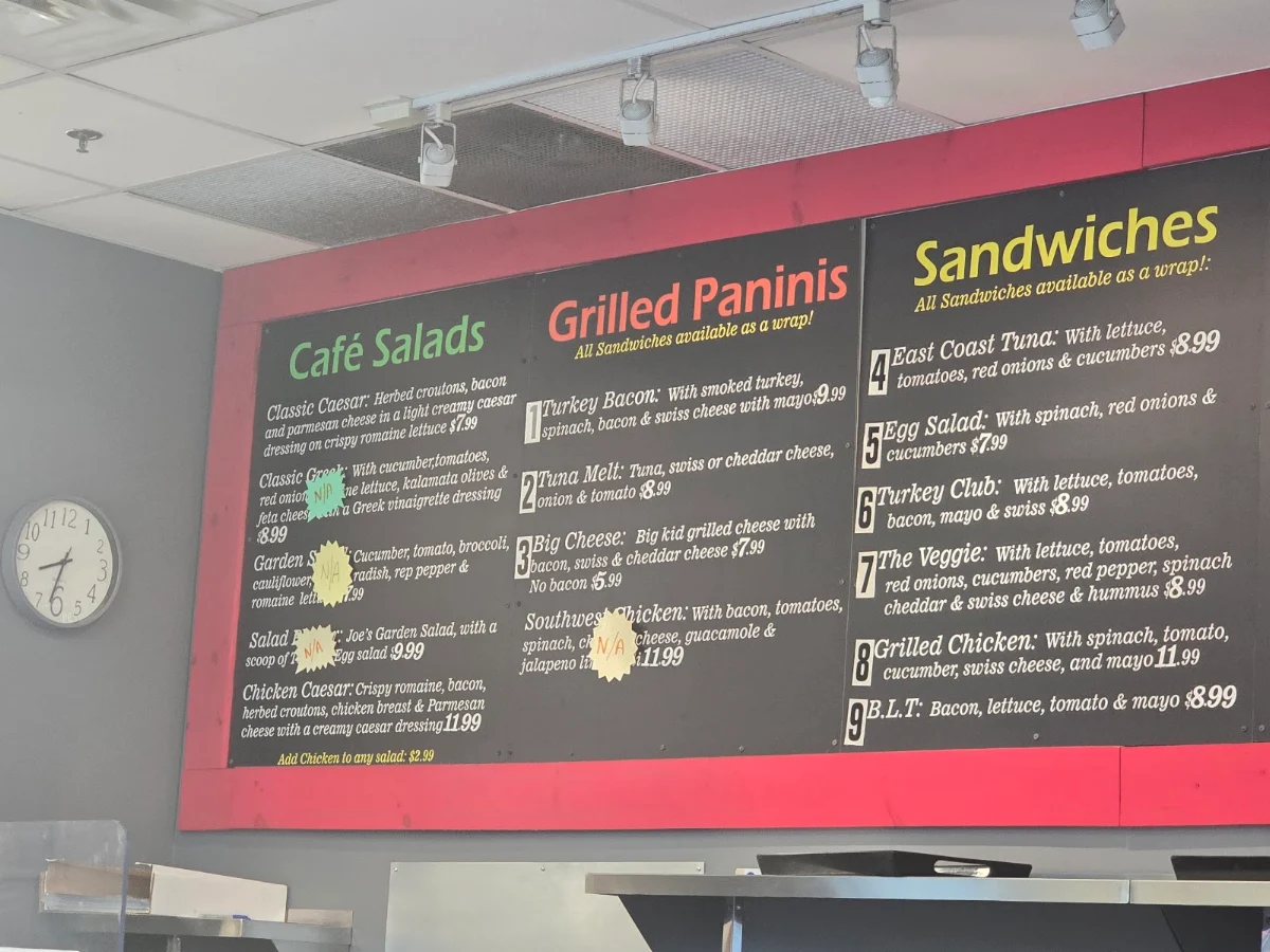 Menu, Java Joe's