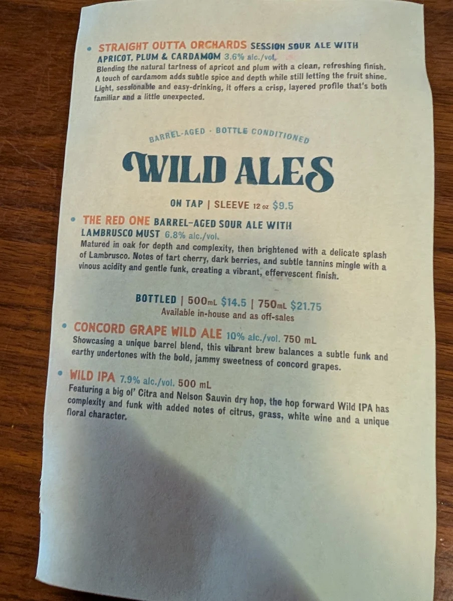 Menu, Campio Brewing Co.
