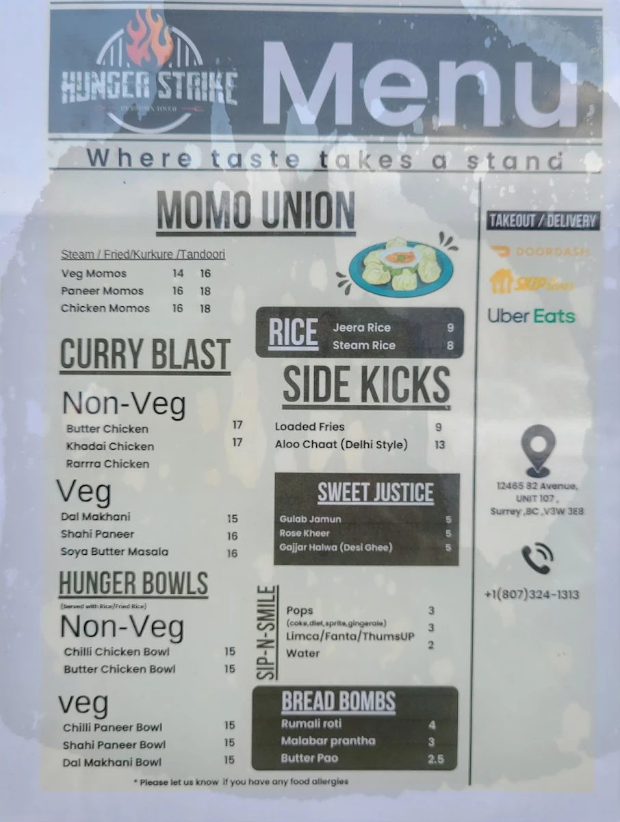 Menu, Hunger strike