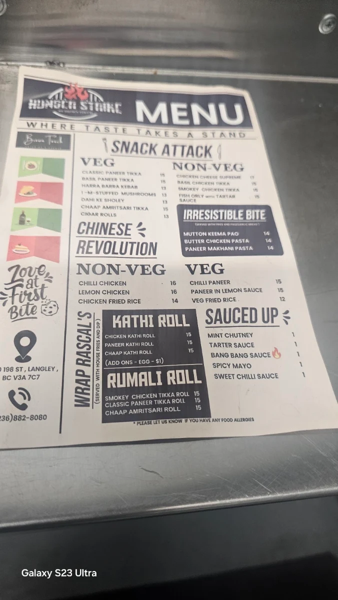 Menu, Hunger strike