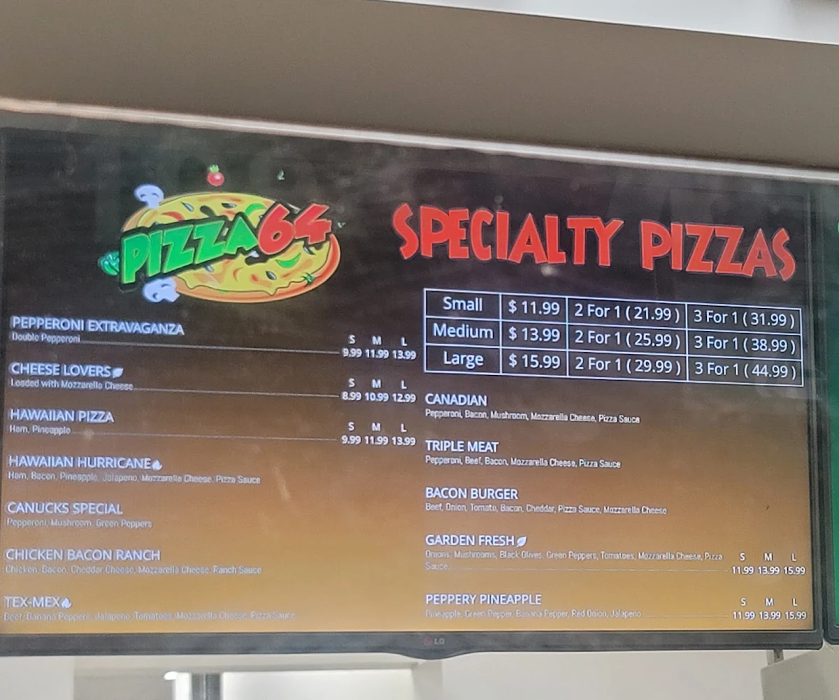 Menu, Pizza 64