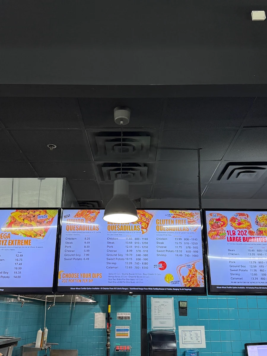 Menu, Burrito Boyz