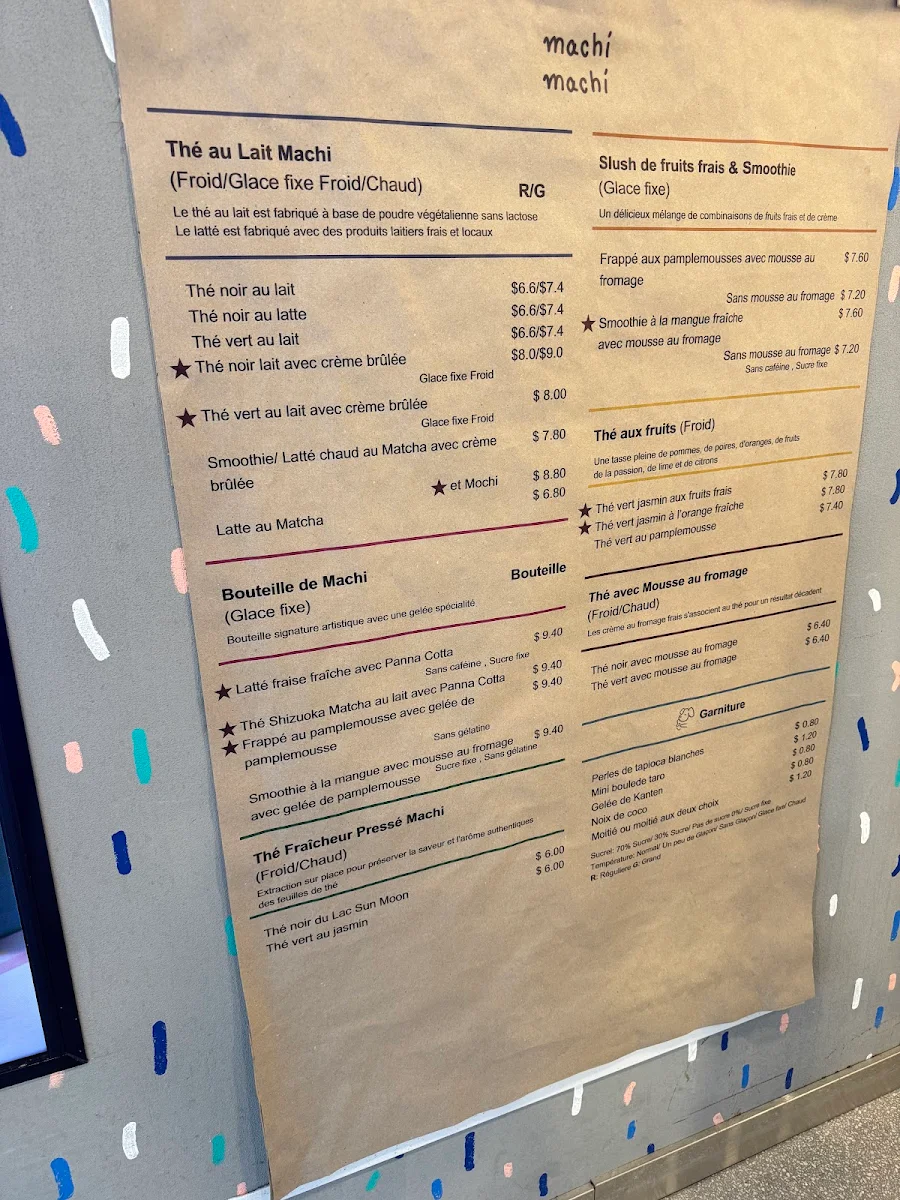 Menu, Machi Machi