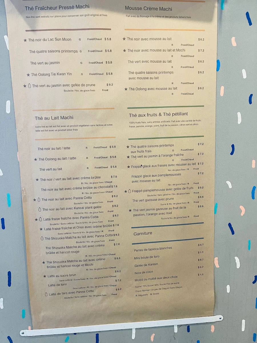 Menu, Machi Machi