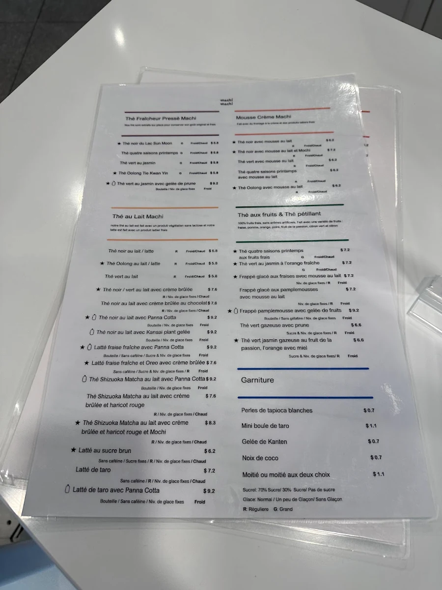 Menu, Machi Machi