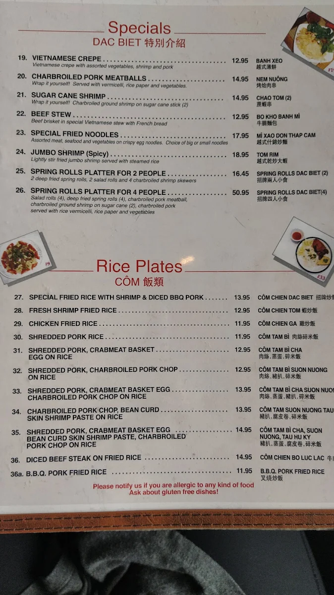 Menu, Spring Rolls