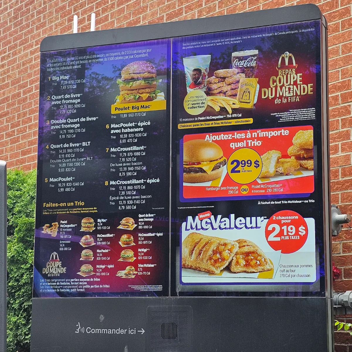 Menu, McDonald's