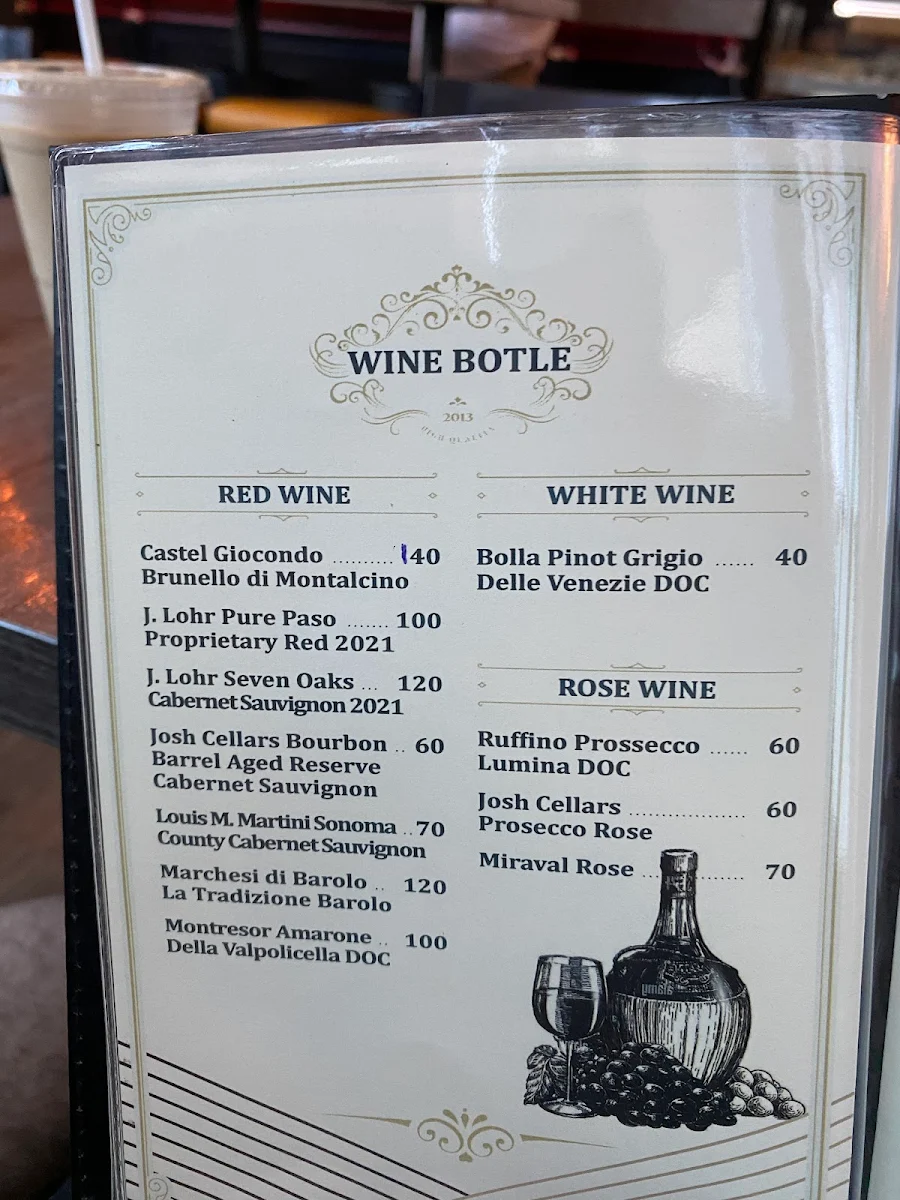 Menu, BEVO Espresso & Gelato