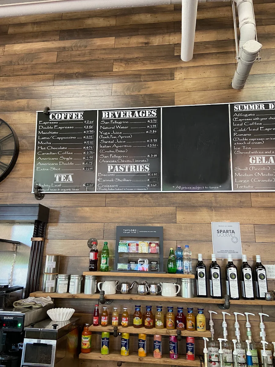 Menu, BEVO Espresso & Gelato