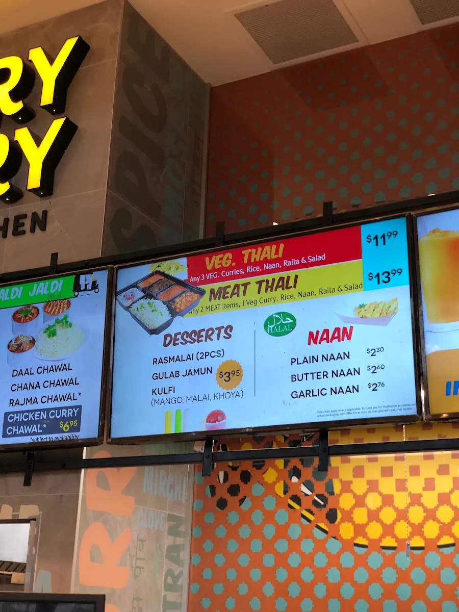 Menu, Hurry Curry - Devonshire Mall