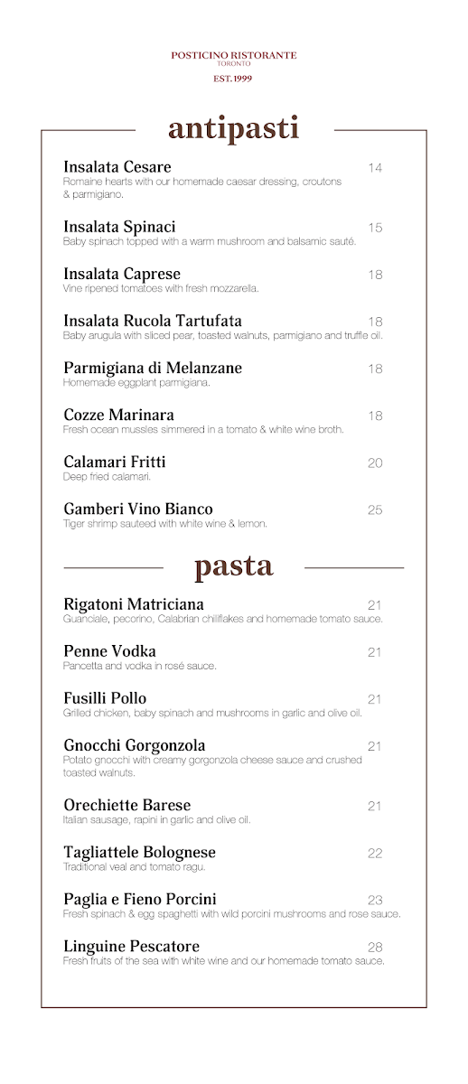 Menu, Posticino