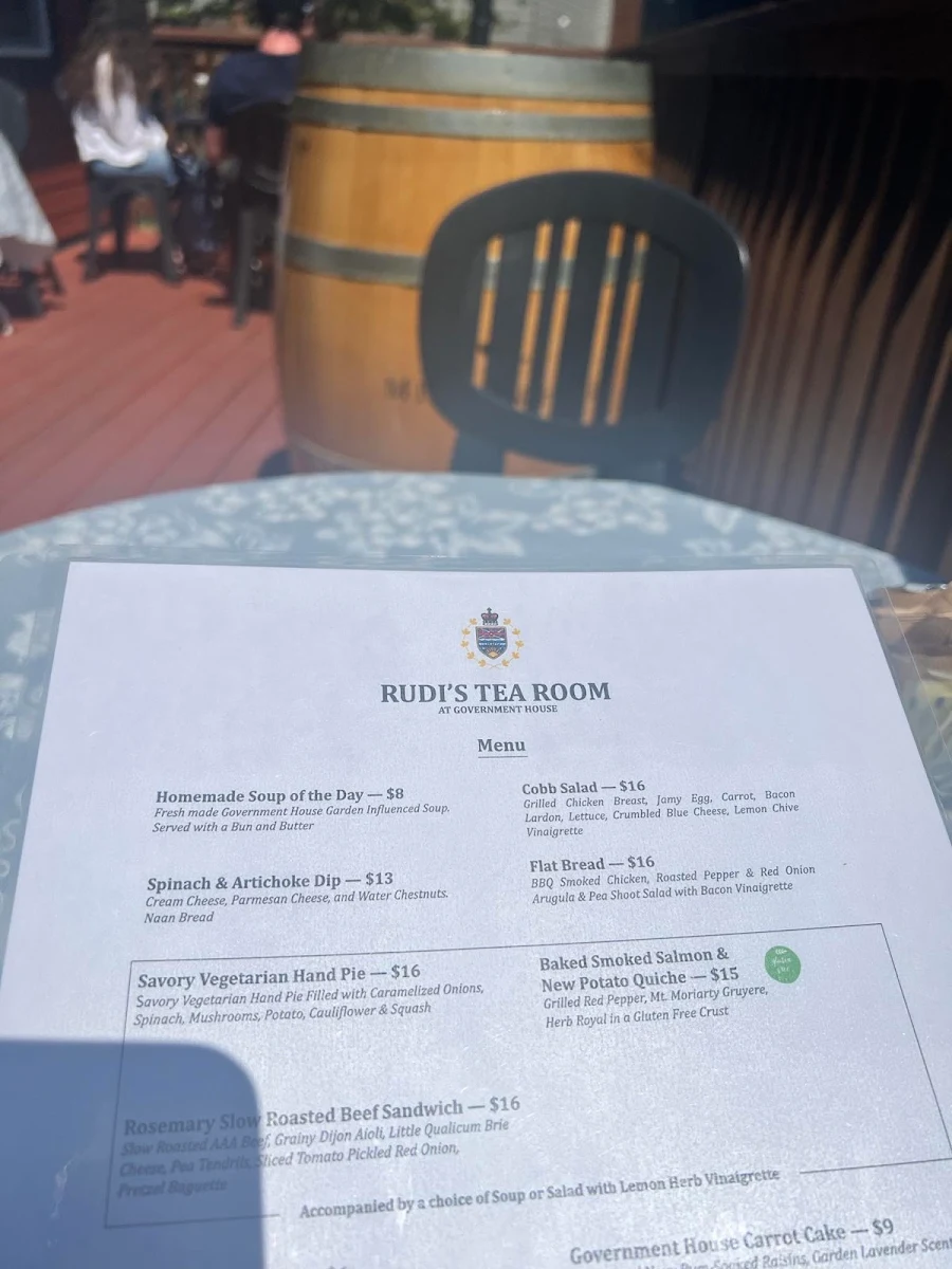 Menu, Rudi's Tea Room