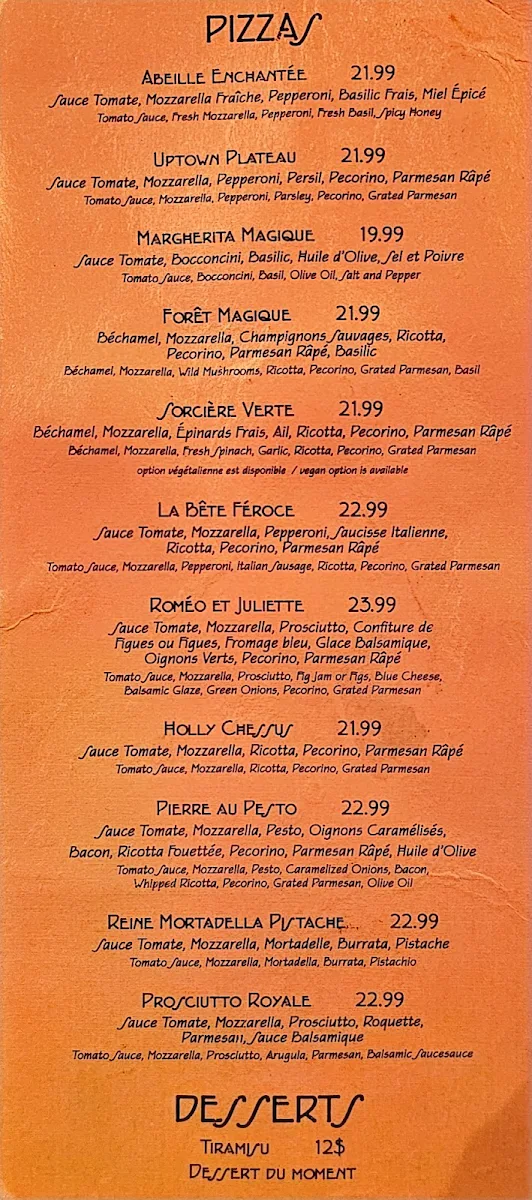 Menu, Magpie Magique