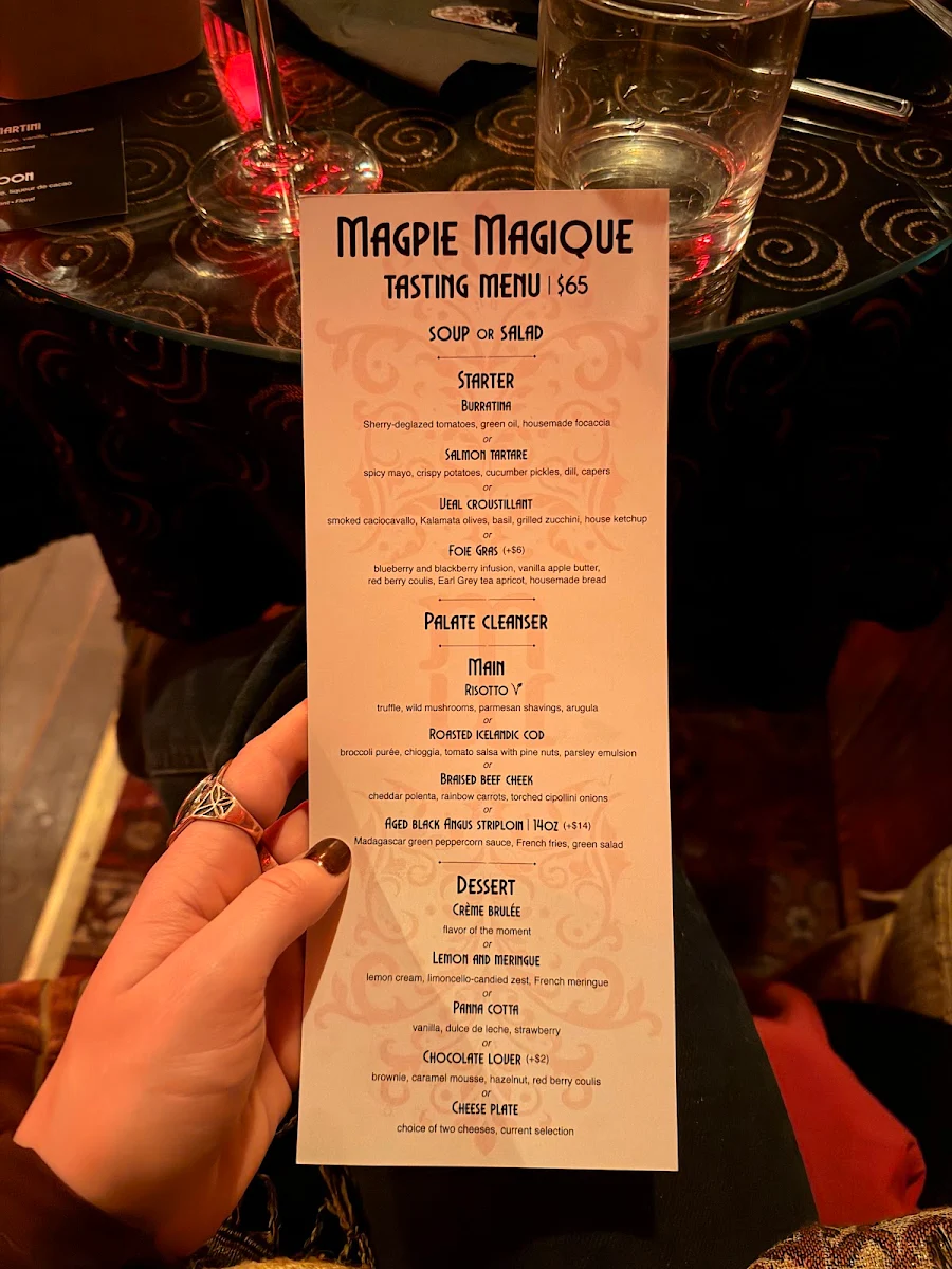Menu, Magpie Magique
