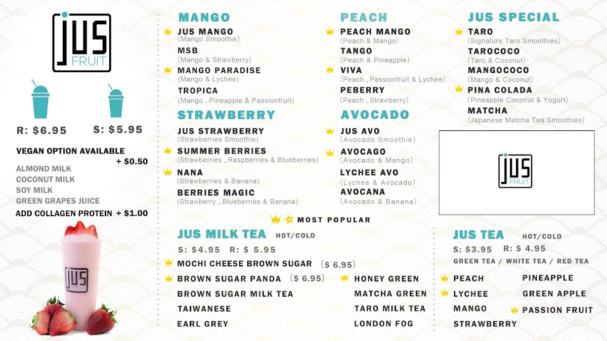 Menu, Jusfruit Chestermere