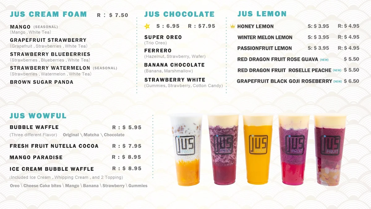 Menu, Jusfruit Chestermere