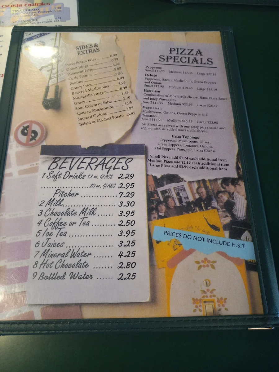 Menu, Paddy O'Neils Restaurant Pub