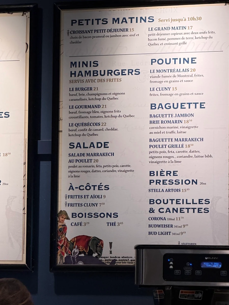 Menu, Cluny Grille
