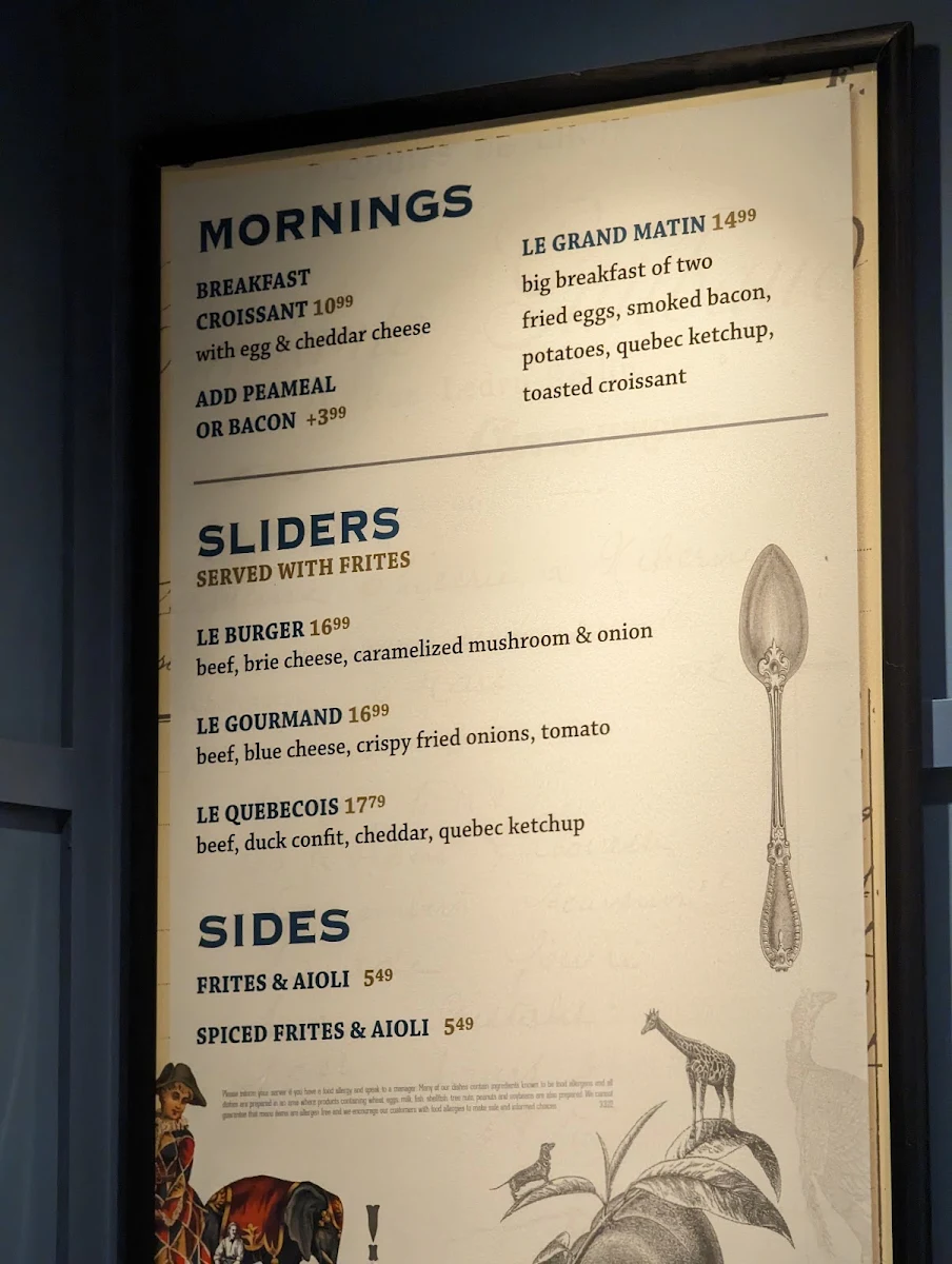 Menu, Cluny Grille