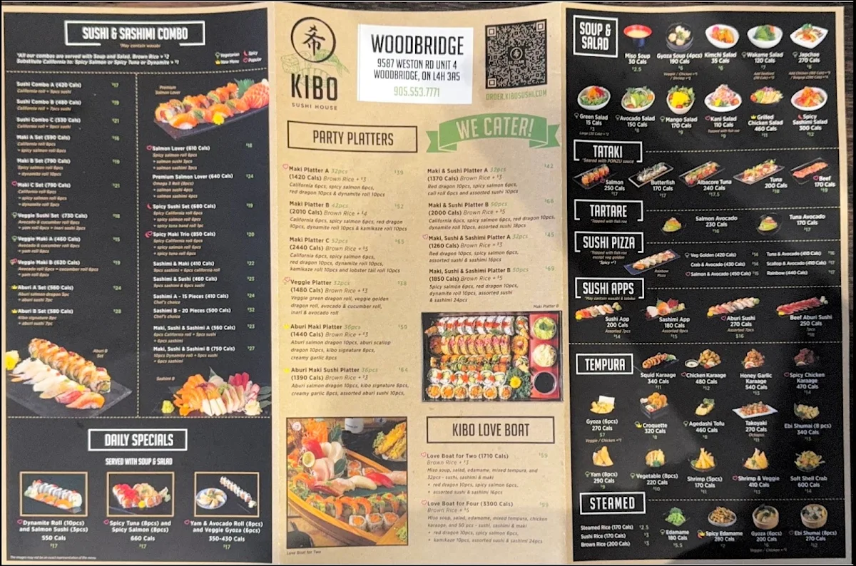 Menu, Kibo Sushi House - Woodbridge