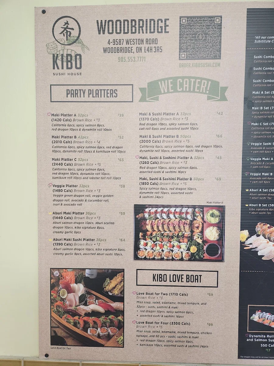 Menu, Kibo Sushi House - Woodbridge
