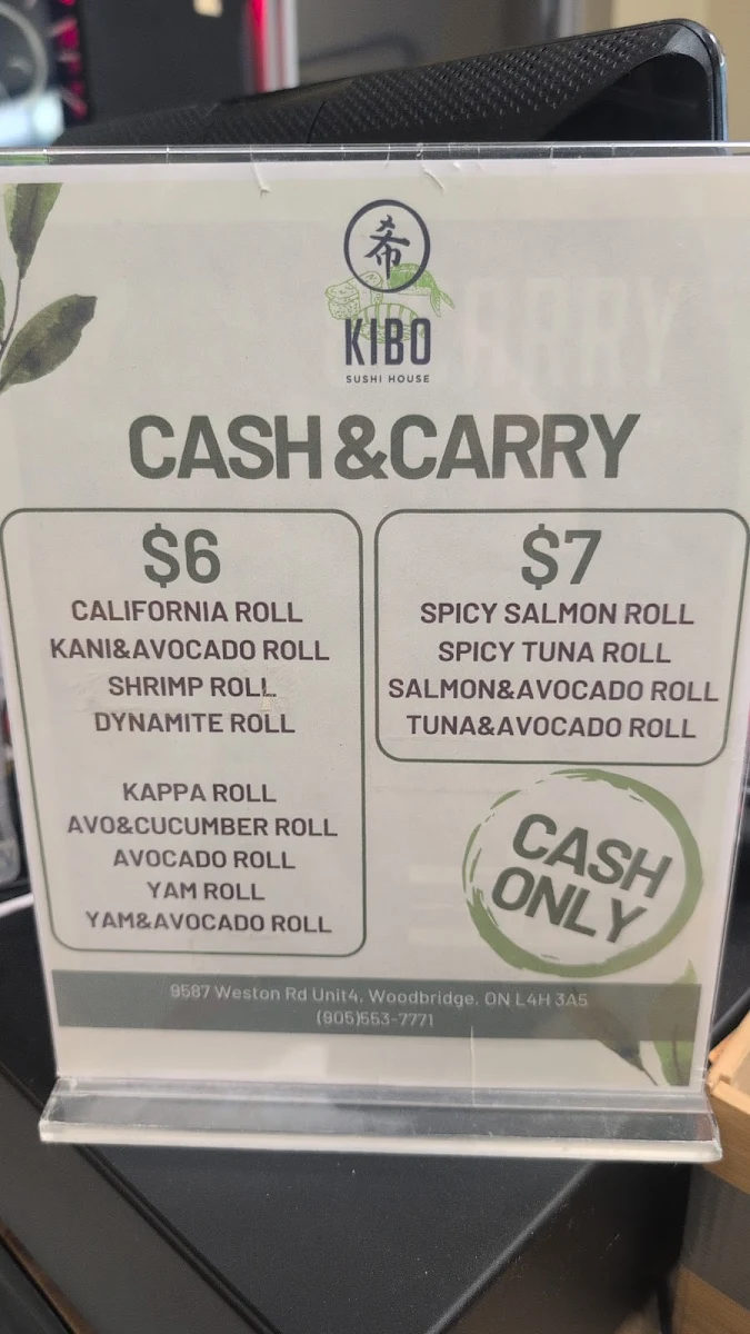 Menu, Kibo Sushi House - Woodbridge