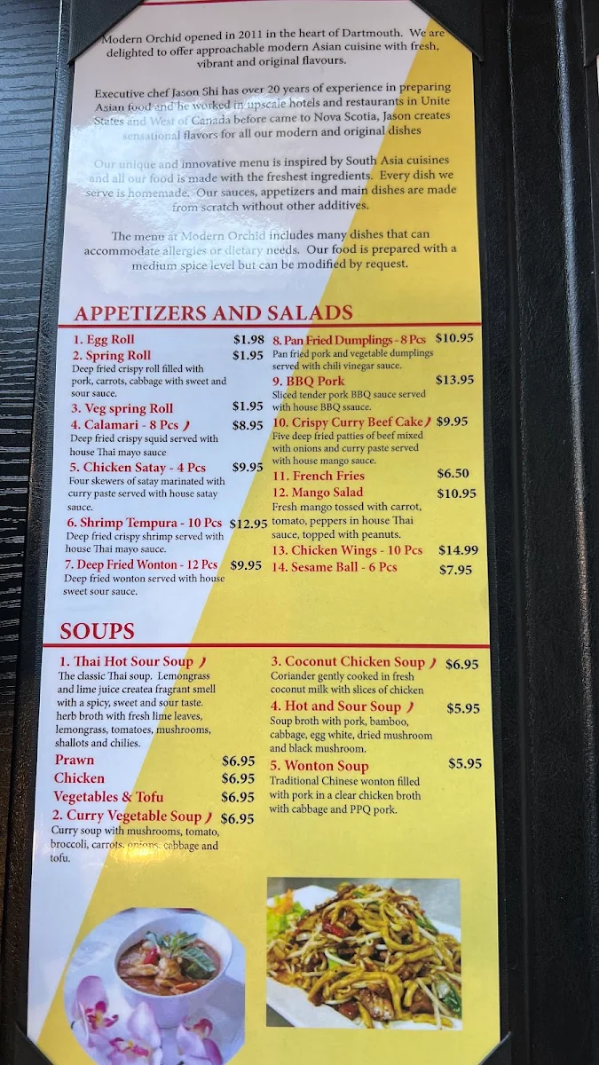 Menu, Modern Orchid Asian Cuisine(Bedford)