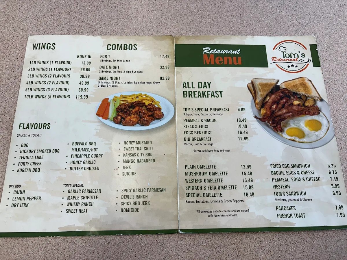 Menu, Tom's