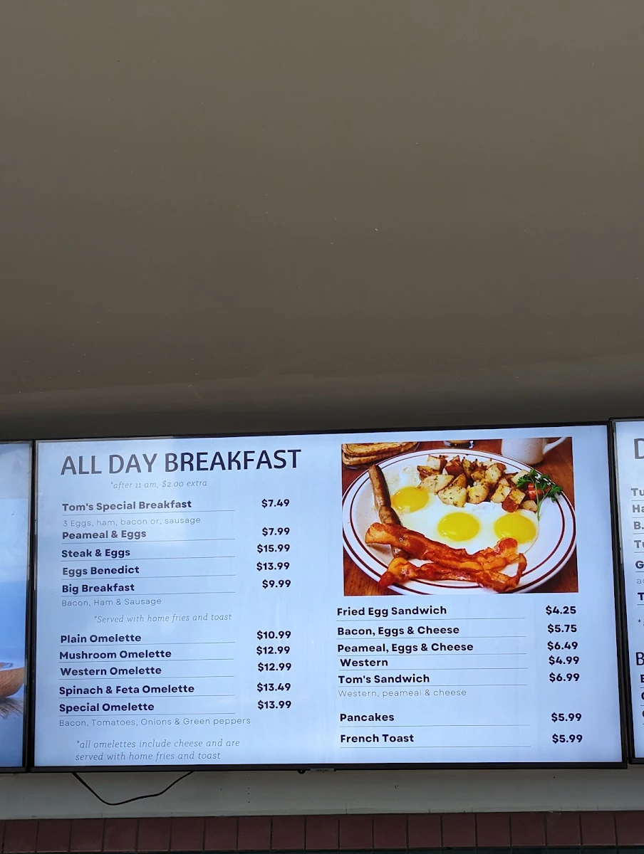 Menu, Tom's