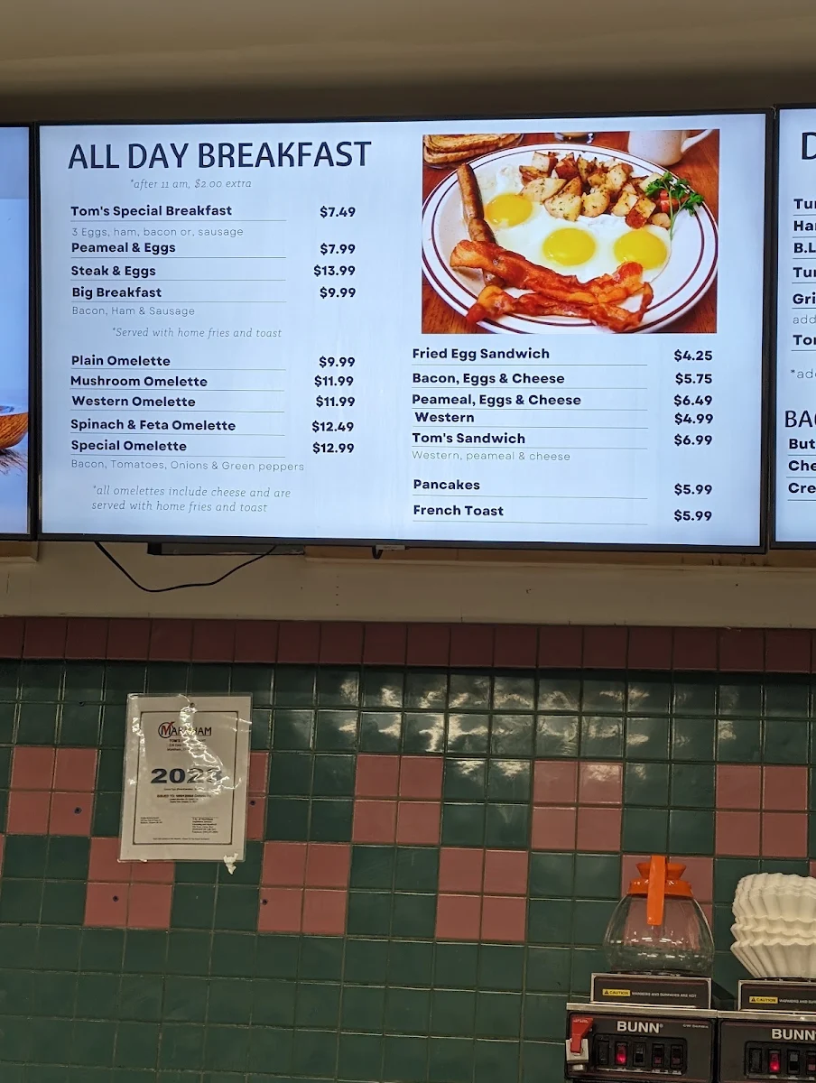 Menu, Tom's