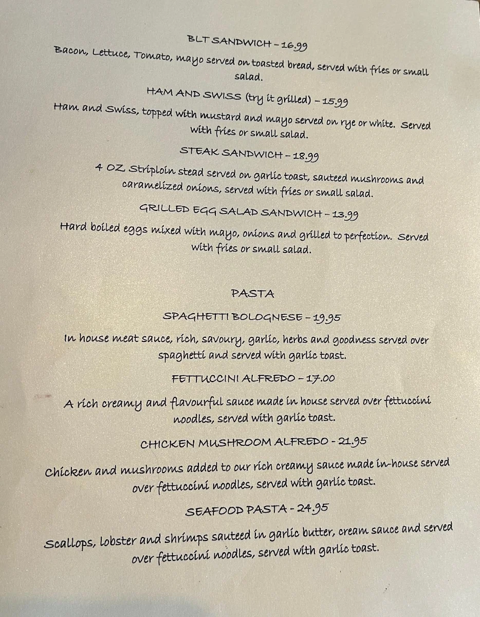 Menu, Fuzion Bar & Grill