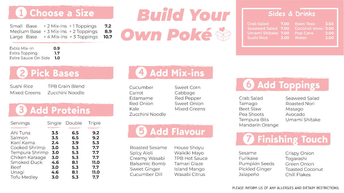 Menu, The Poke Box