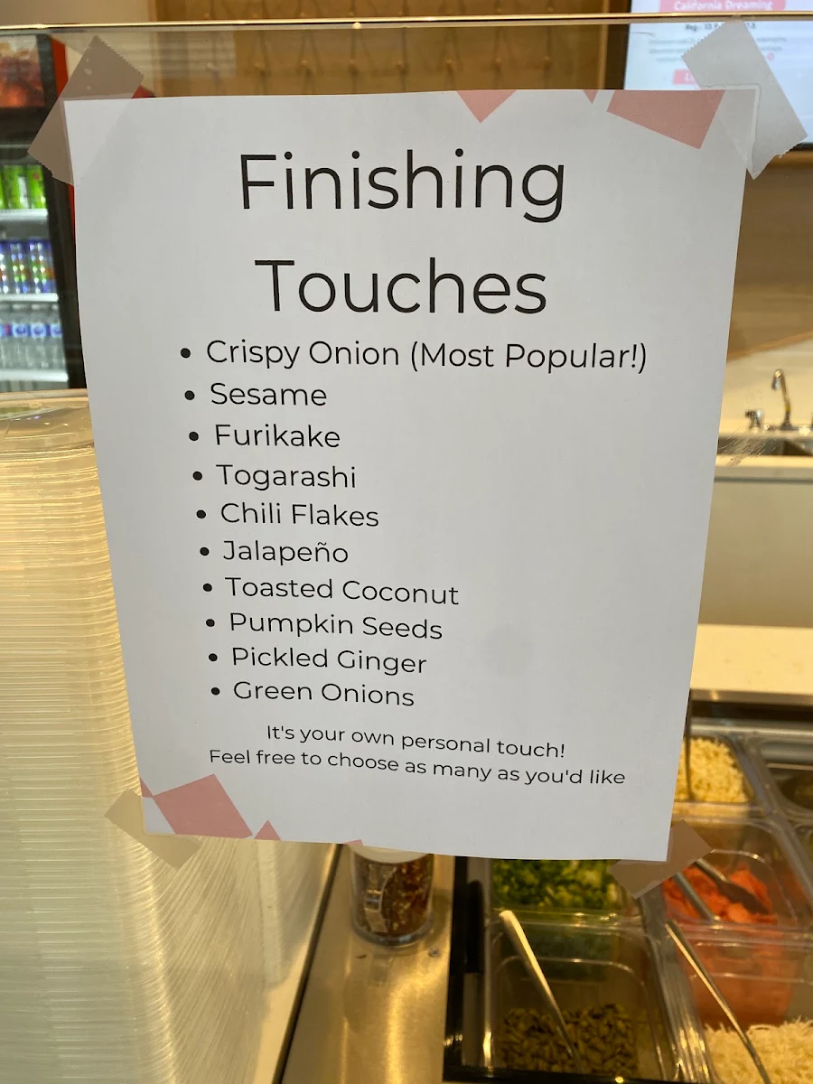 Menu, The Poke Box