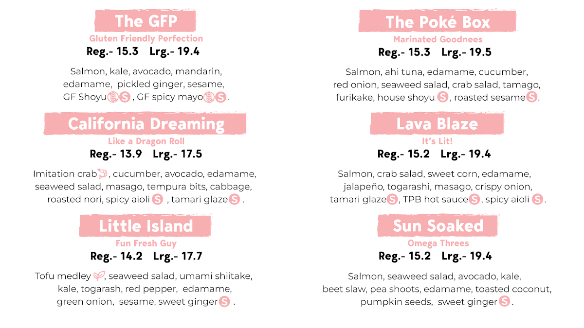 Menu, The Poke Box